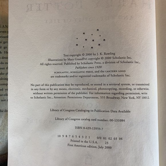 Harry Potter and the Goblet of Fire Hardcopy 1st Ed HC DJ book 1st print - Picture 2 of 6